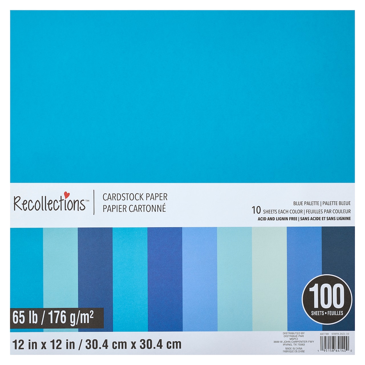 Blue Palette 12" x 12" Cardstock Paper by Recollections™, 100 Sheets
